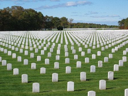 Burial area at Calverton National Cemetery. Burial area at Calverton National Cemetery.